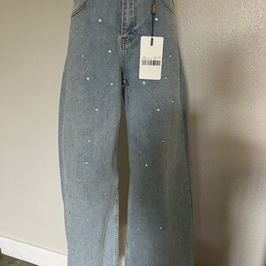 Women's Blue Jeans with Rhinestone Accents